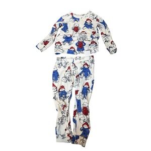 Baby Gap Pajama Set Boys 2T White Paddington Bear Print Organic Cotton Top Pants